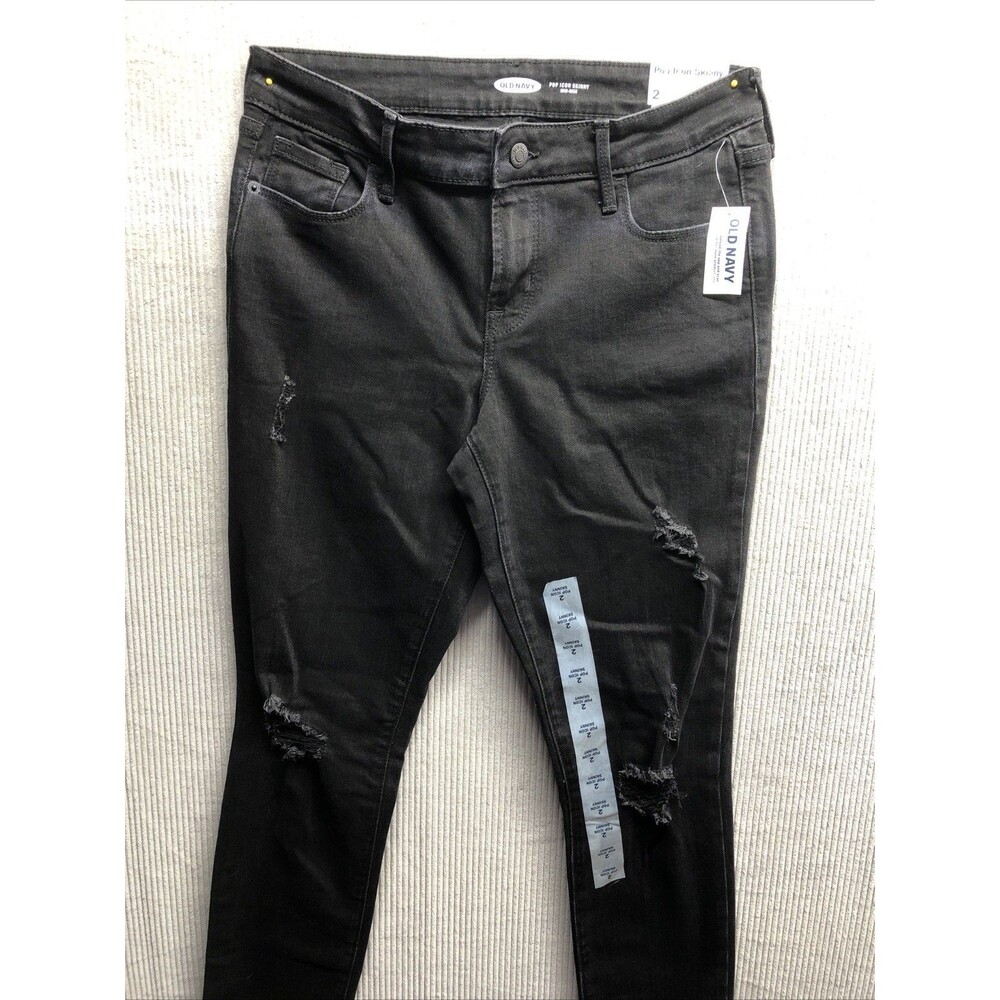 Old Navy Womens Pop Icon Skinny Jeans Size 2 Black Mid Rise NWT - Picture 2 of 16